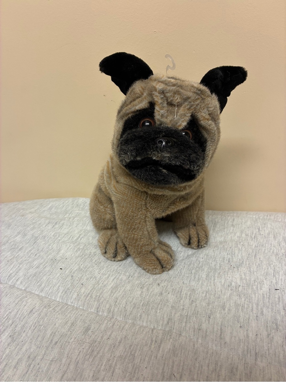 VINTAGE Aurora A&A Plush Pug Dog 11" Puppy Stuffed Animal Rainbow Tag Wrinkles